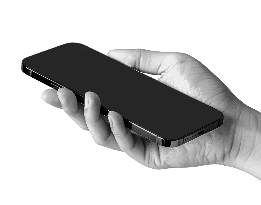 Hand holding a phone with eSIM